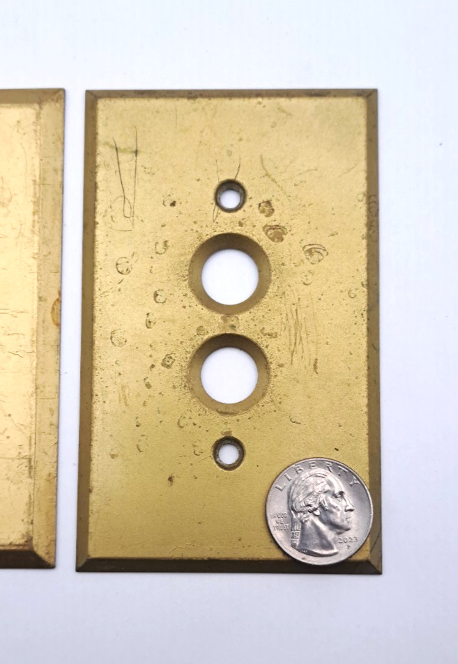 Antique Brass Push Button Switch Covers Plates Old Electric Single Gang Box Pair