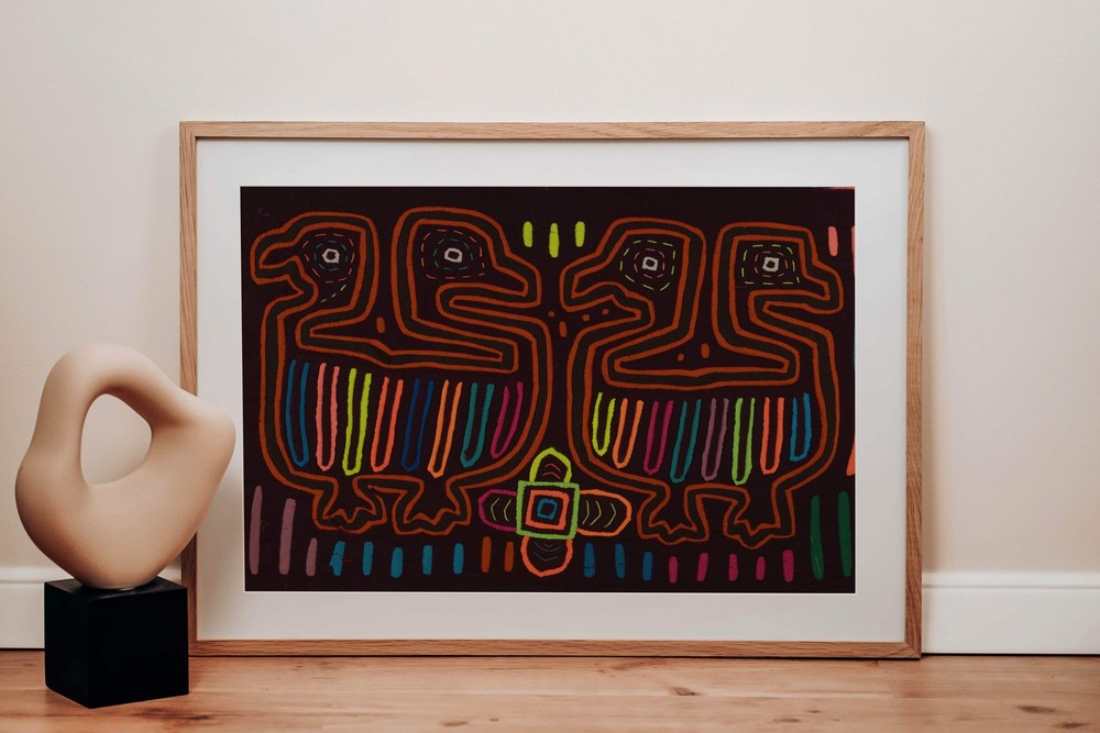Classic Maroon And Orange Optical Illusion Bird Mola