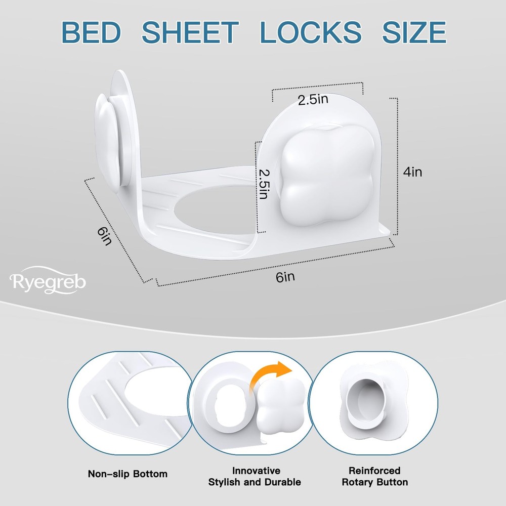 Holders Bed Grippers - Fitted Holder for Corners Keep Sheets Firm & Tight Fit...