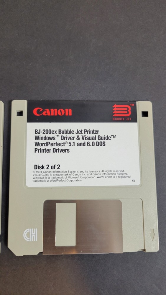 Canon BJ-200ex Bubble Jet Printer Drivers & Visual Guide Disks (2-Disk Set)