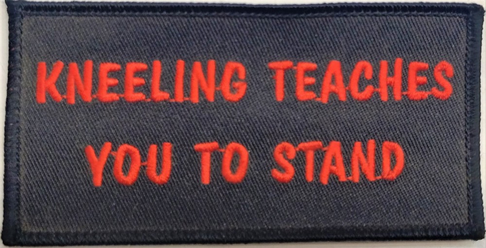 Kneeling Teaches You To Stand 4x2 Religious Motorcycle Jacket Patch Press On