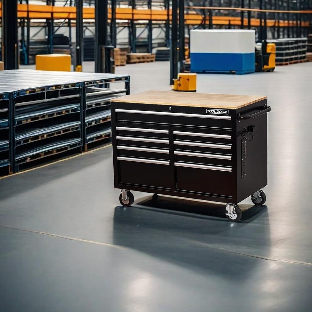 46In 9-Drawers Rolling Tool Chest Storage Cabinet/Work Bench 1200 lbs Load Cap