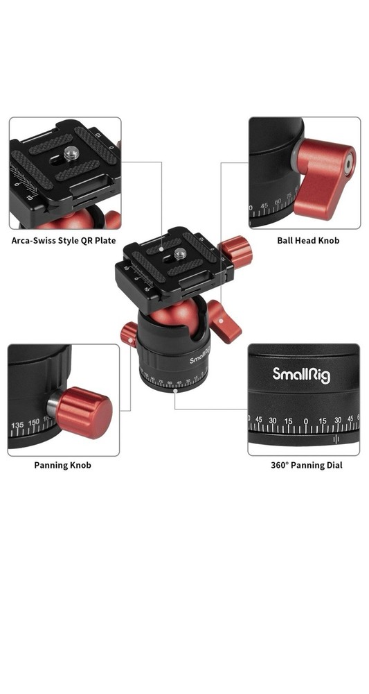 SmallRig Rotating Panoramic Ball Head with QR Plate for Camera Tripod Head 3034
