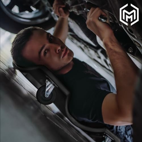 Mechanic Plastic Creeper with Dual Tool Trays, 48" Ergonomic Rolling Black