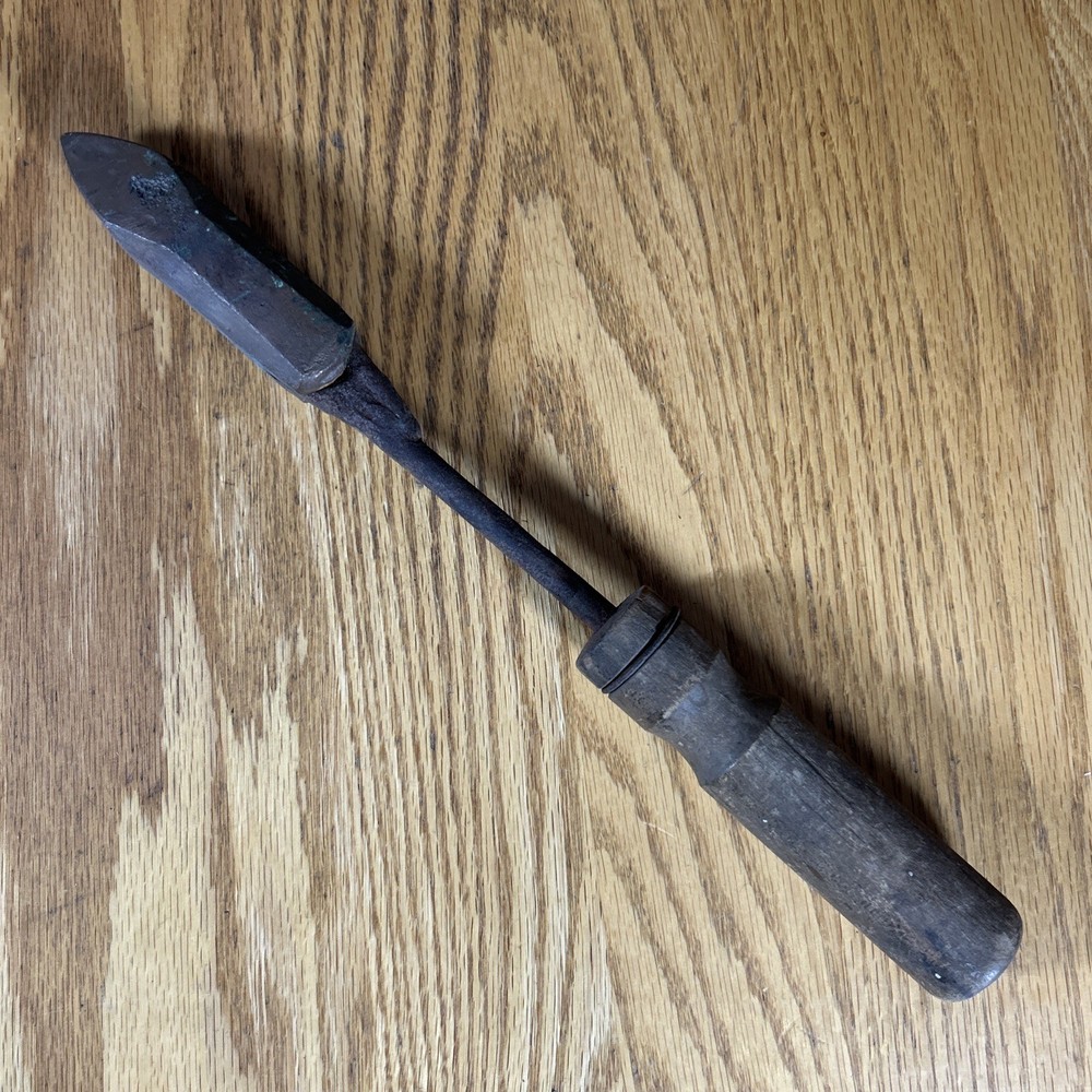 Antique Soldering Iron Copper Tip Wood Handle Rustic Metalworking Tools