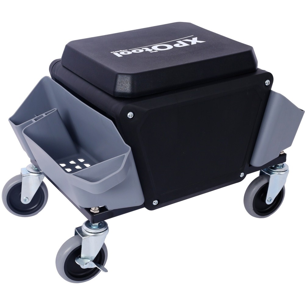 Heavy Duty Mechanic Stool with 330lbs Load Capability, Garage Stool Wheels,Gray