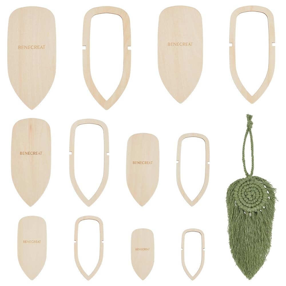 12 Pcs Macrame Feather Cutting Template Wood Cutting Molds Macrame Tool for W...