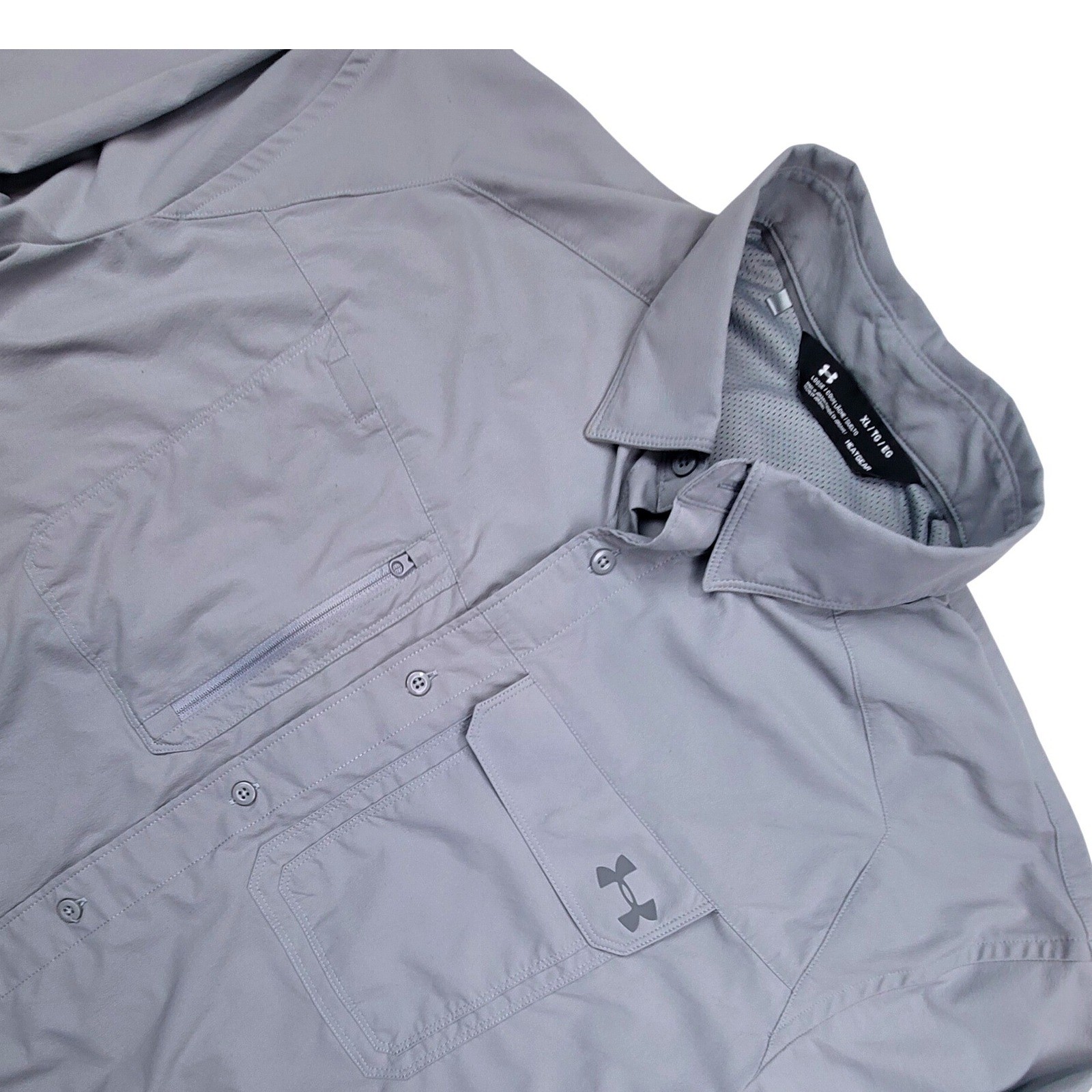 Under Armour Men's Gray HeatGear Long Sleeve Button Up Shirt XL Vented