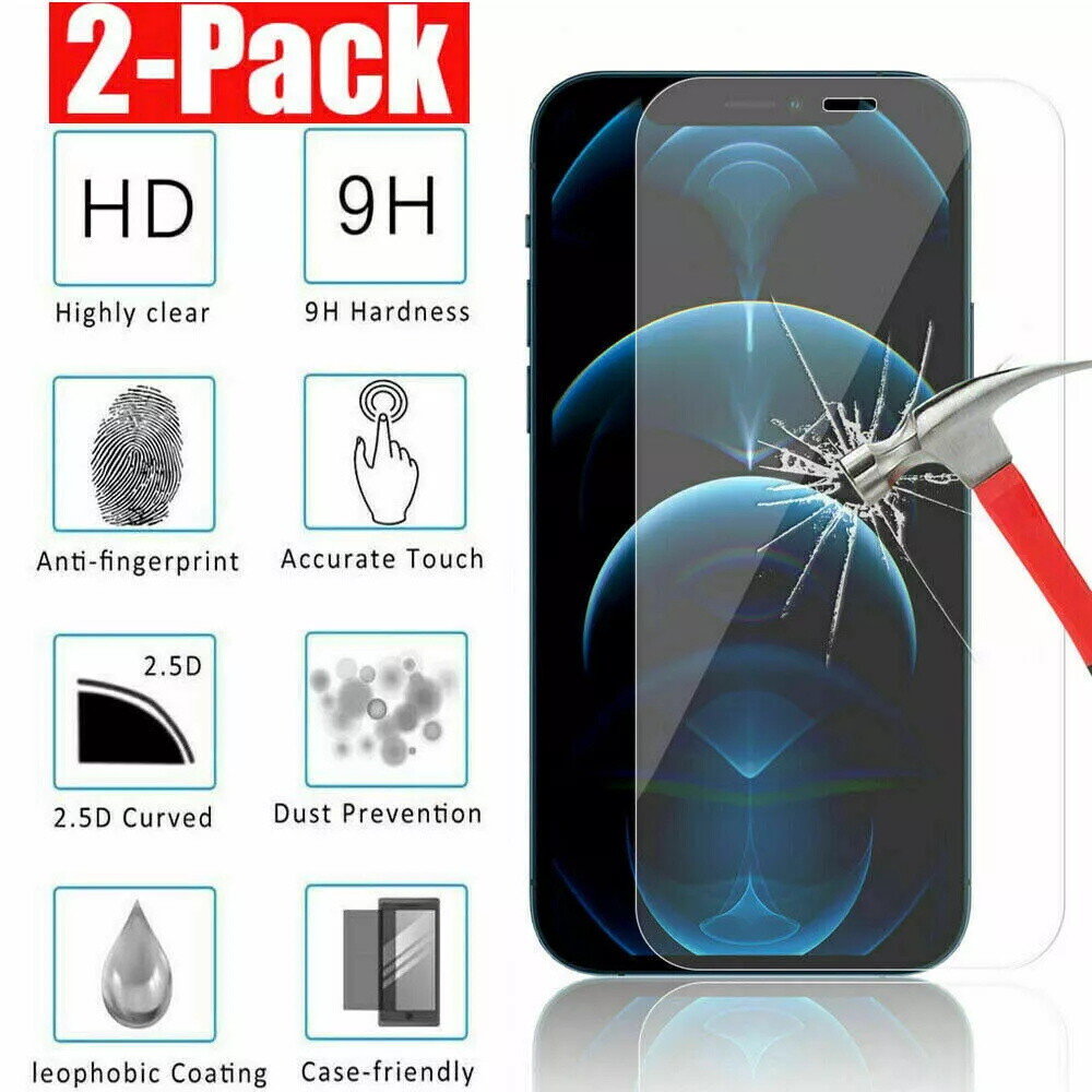 2PCS Apple tempered glass protector suitable for iPhone 11 12 13 14 15 Pro Plus