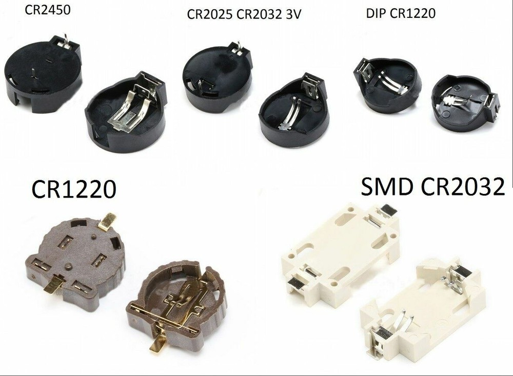 CR2032 CR2025 CR1220 CR2450 Coin Button Cell Battery Holder Socket Case Black