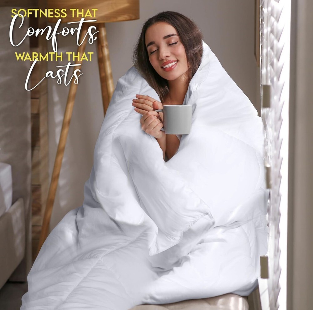 Utopia Bedding Quilted Comforter w/Corner Tabs Down Alternative Twin Size White