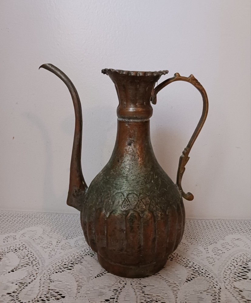 Antique Hand Hammered Middle Eastern Copper Water Pitcher, Egypt