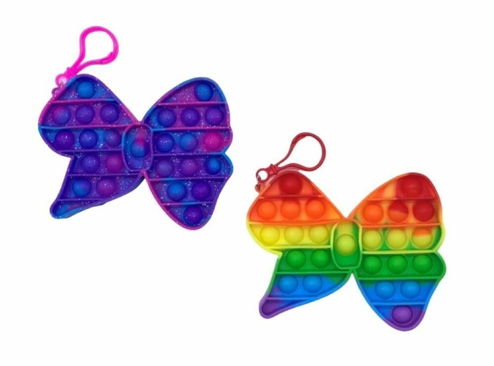Butterfly Push Popper: Silicone Purple Rainbow Stress-Relieving Bubble