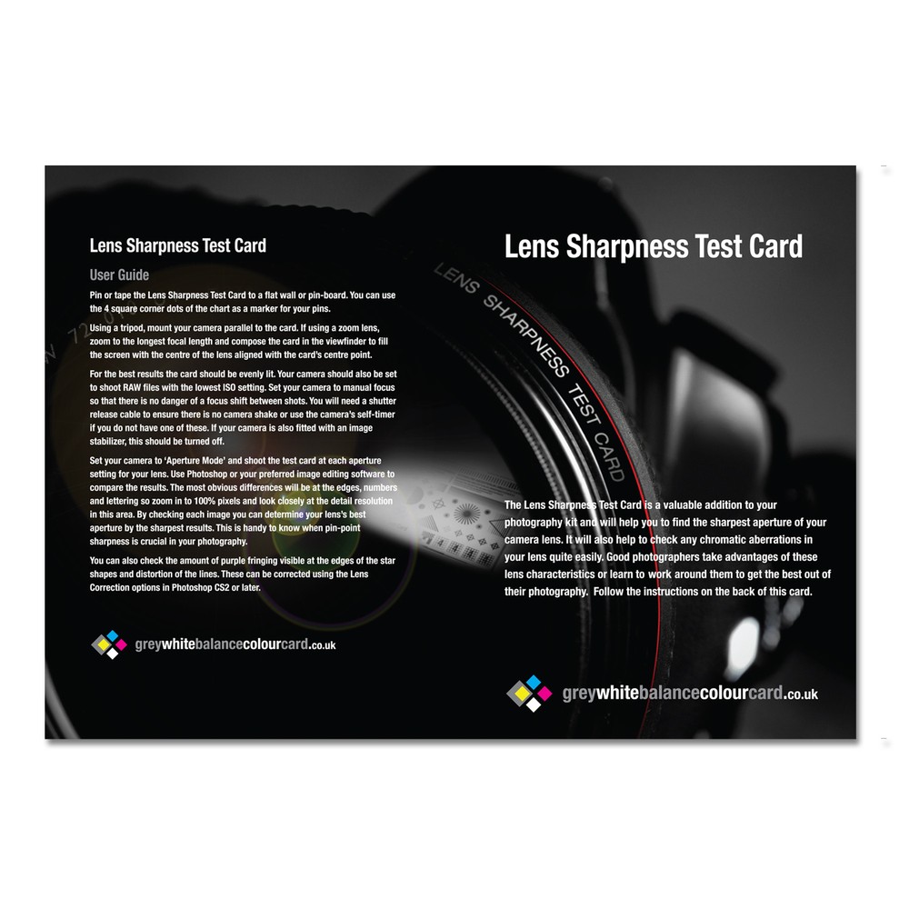 Camera Lens Sharpness Test Card - A4 size (210mm x 297mm)
