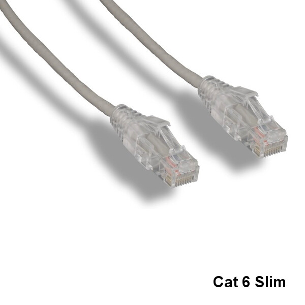 KNTK Gray 10' Slim Type Cat6 UTP Ethernet Cable 550MHz RJ45 Patch Panel Network