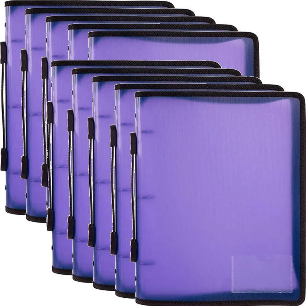 NEW Marbig Zipper Binder Folder With Handle 3D 25mm A4 Purple 10 Pack