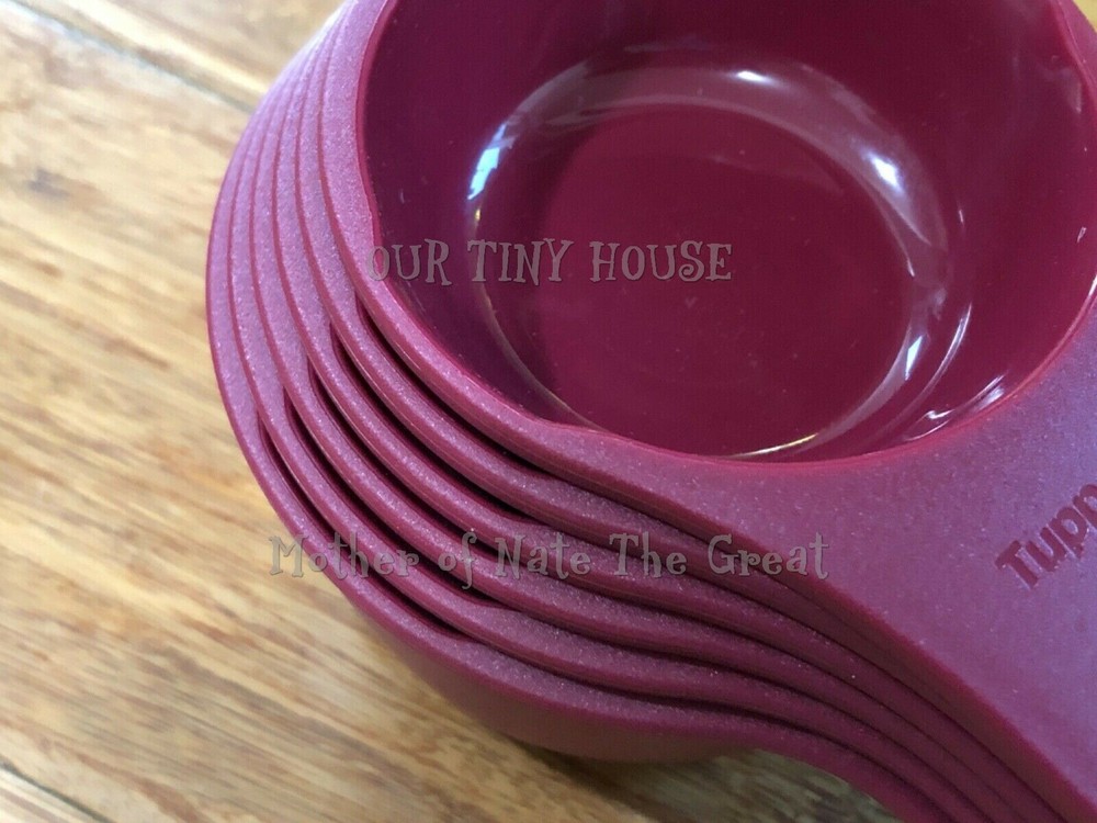 Tupperware Measuring Cups Set 6 Nesting Scoops Vineyard Burgundy Baking Tools