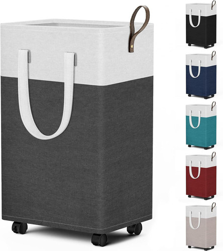 HomeHacks 75L Waterproof Rolling Laundry Hamper - Collapsible 75L, Gray