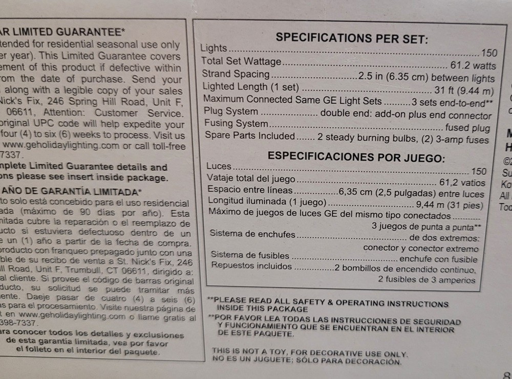 GE StringALong 300 Miniature String Lights Incandescent Christmas Lights Multi