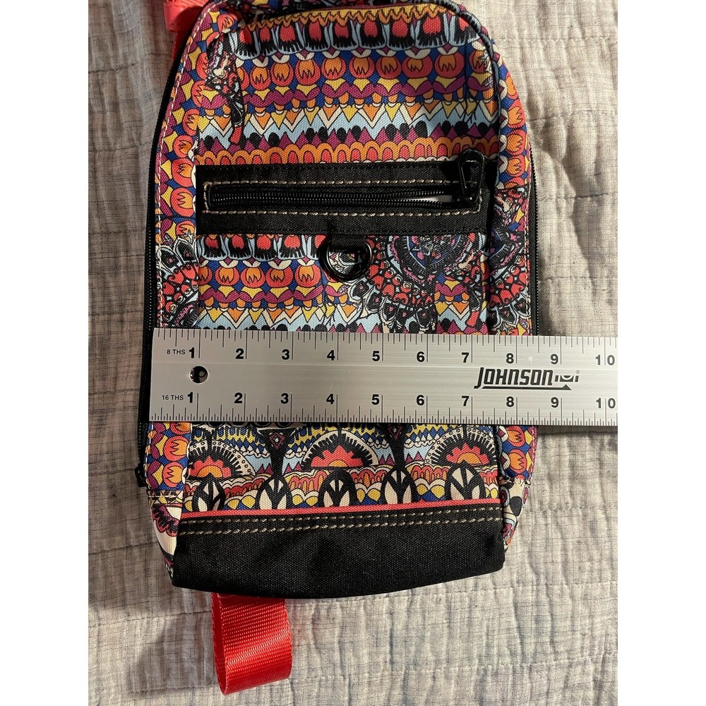 Boho Sling Bag | Multicolor Tribal Geometric | Adjustable Strap | Travel | EUC