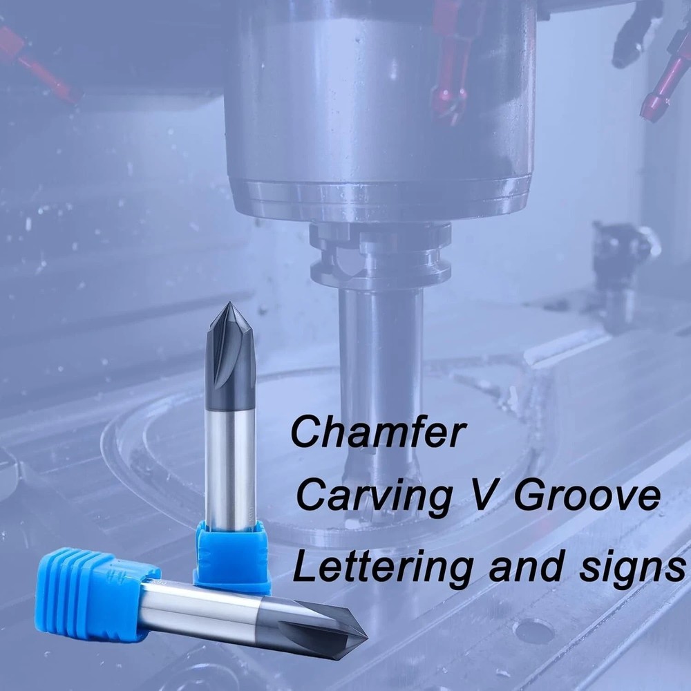 3/8" 60 Degree 4 Flute Solid Carbide Chamfer Mill - Single End - AlTiN Coated