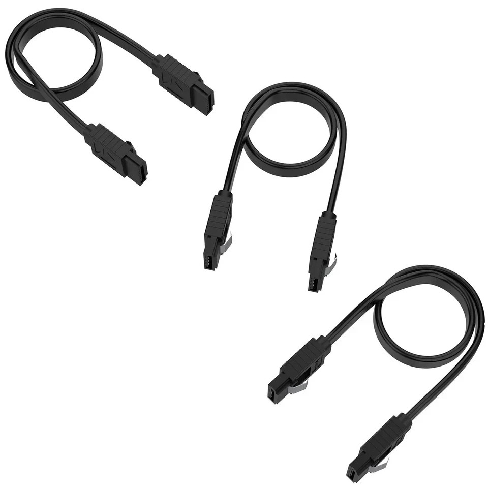 3 Pack SATA III 6 Gbit/s Straight Data Cable with Lock Latch for HDD/SSD/CD/DVD