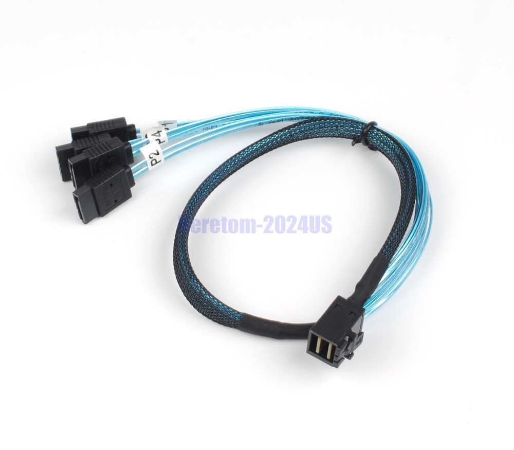 2pc Mini SAS SFF-8643 to 4 SATA 7pin hard disk 6Gbps data Raid Cable 0.5M/1.64ft