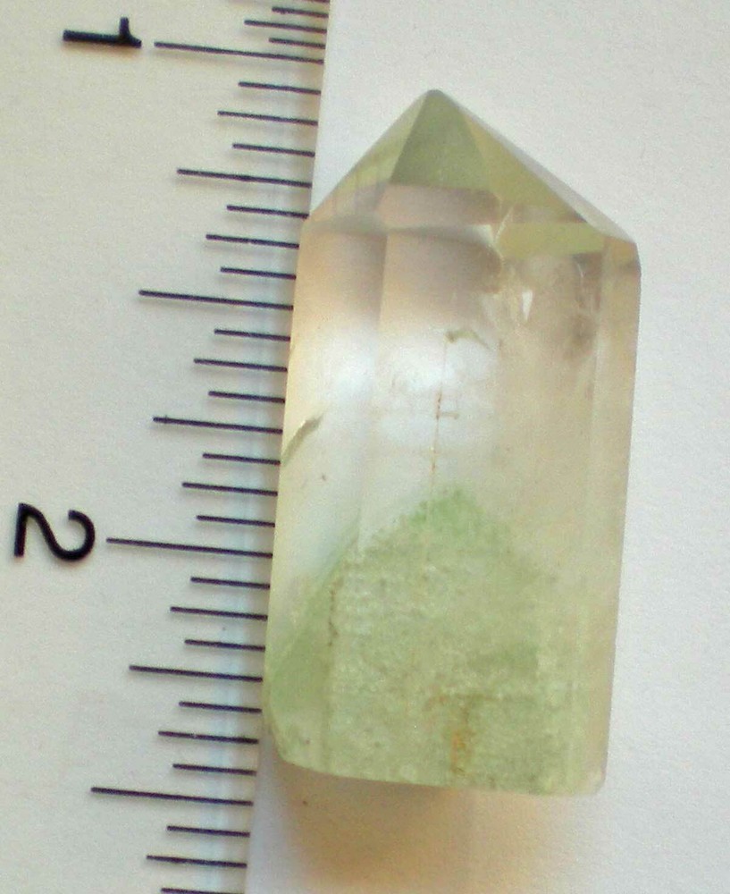 Green Phantom (Celadonite) Quartz Polished Crystal Madagascar r818a