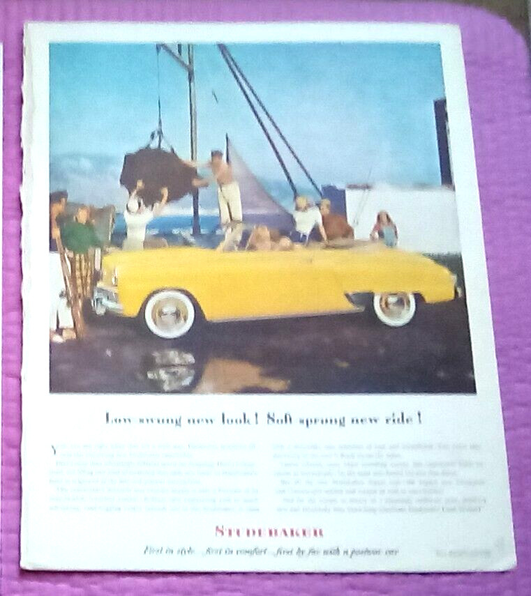 1948 Studebaker Convertible yellow 10.5 x 13.5 print Ad