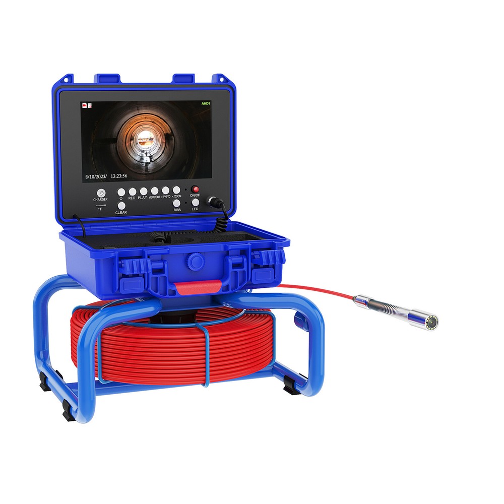 Pipe Inspection Camera with 512Hz Transmitter Self-leveling Sewer Camera 50M 9"