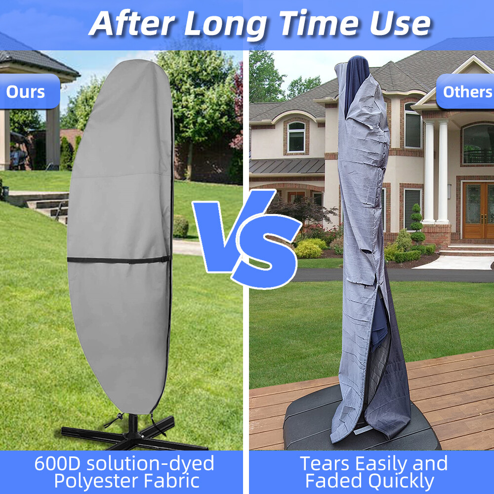 Patio Umbrella Parasol Canopy Cover - Waterproof Outdoor with Sturdy Zipper