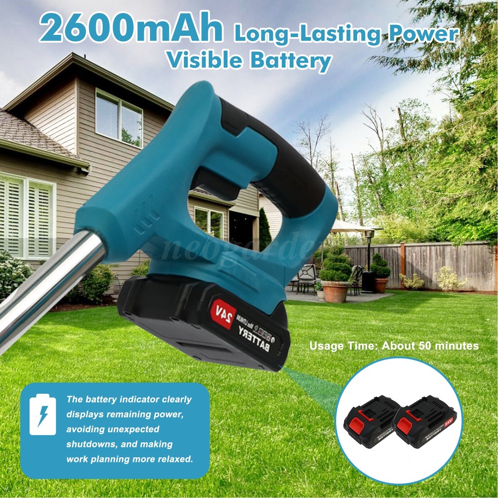 Electric Cordless Grass String Trimmer Lawn Edger Weed Eater Wacker + 2 Battery