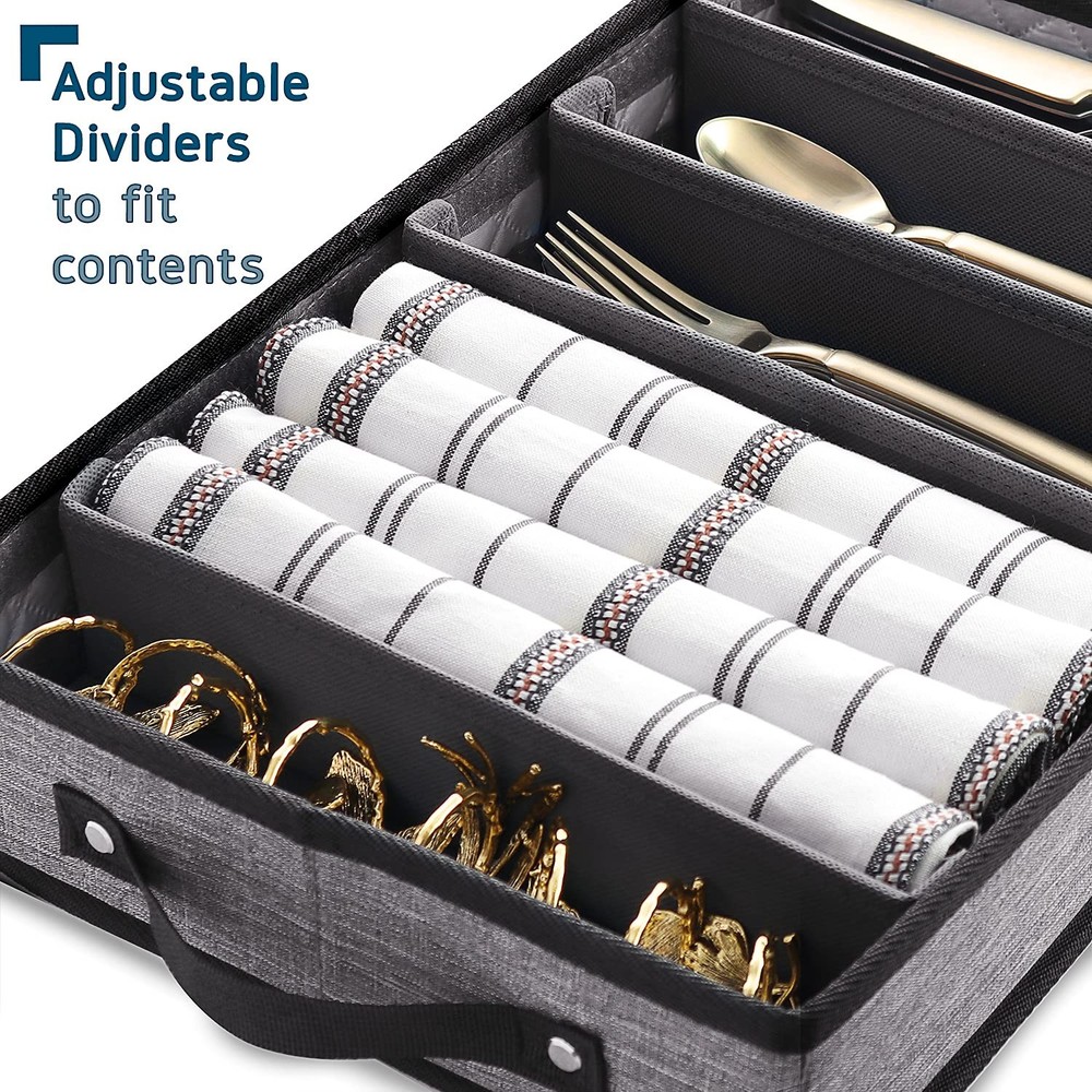 Flatware & Utensil Storage Durable Silverware Box with Padded Dividers