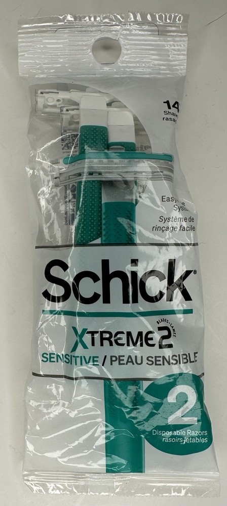Schick Xtreme Sensitive 2 Blade Razors /  2 Disposable Razors