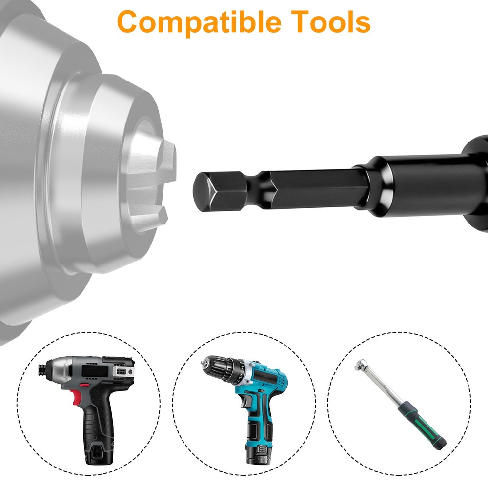 12x Impact Socket Adapter & Reducer Set 1/4 3/8 1/2" Hex Shank for Drill Driver