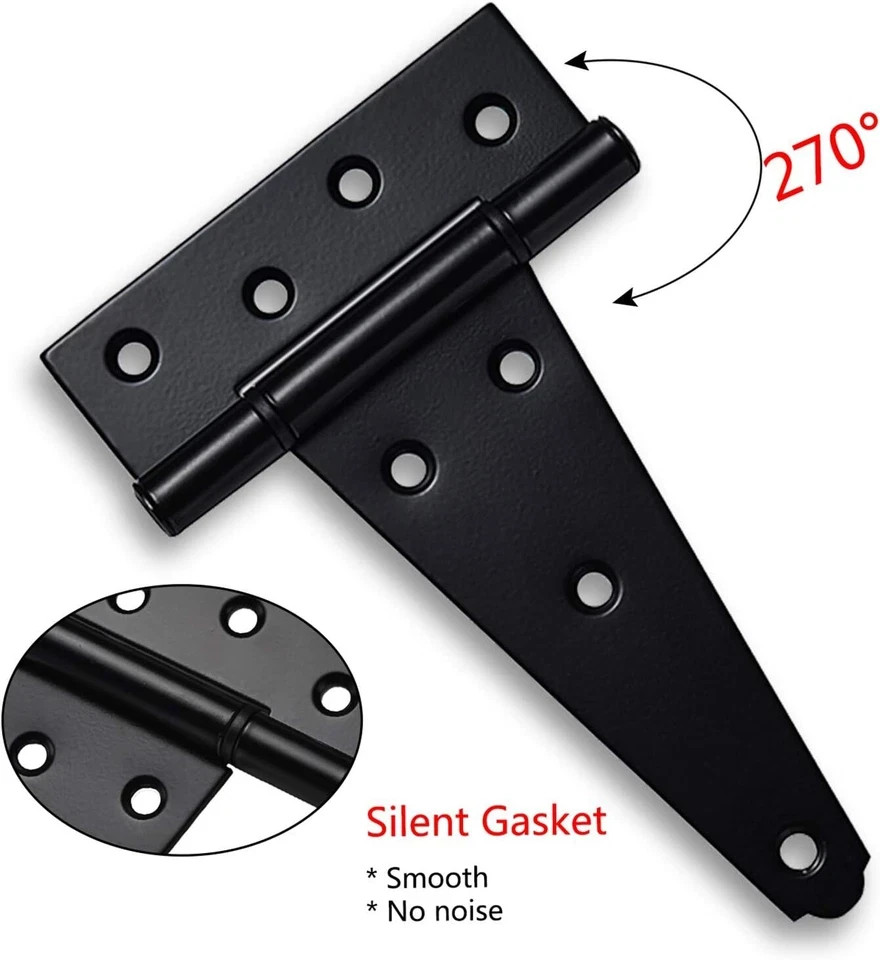 Heavy Duty Gate Hardware Kit,With Self Locking Gate Latch,2 PCS 6Inch T-Hinges