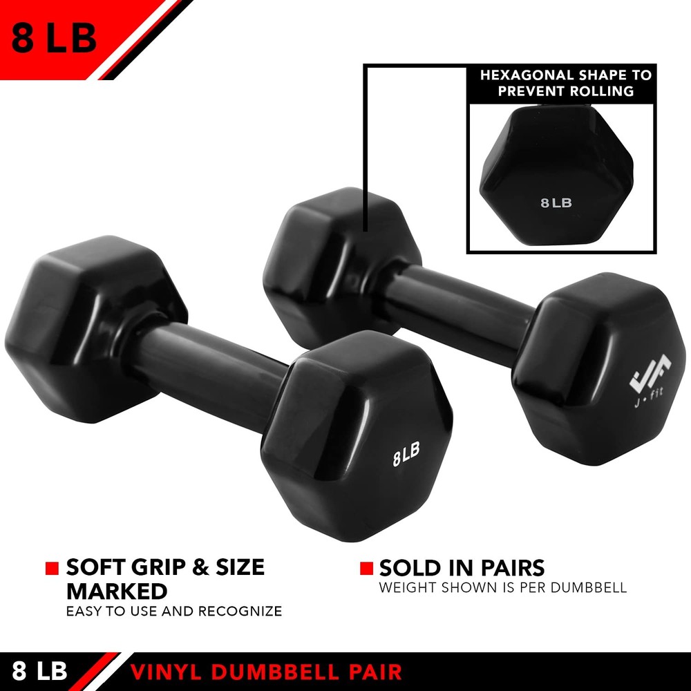 Vinyl Dumbbell Set of 2, 6 LBS