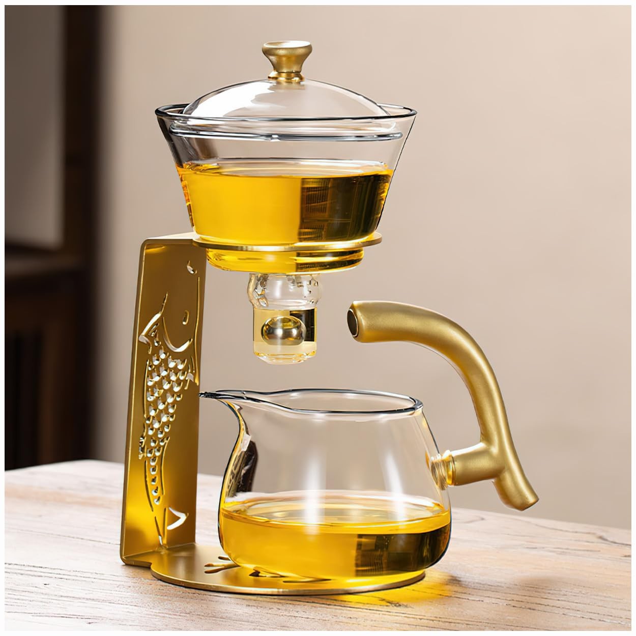 Lazy Kungfu Magnetic Tea Pot Semi Automatic Glass Teapot Drip Attraction Water