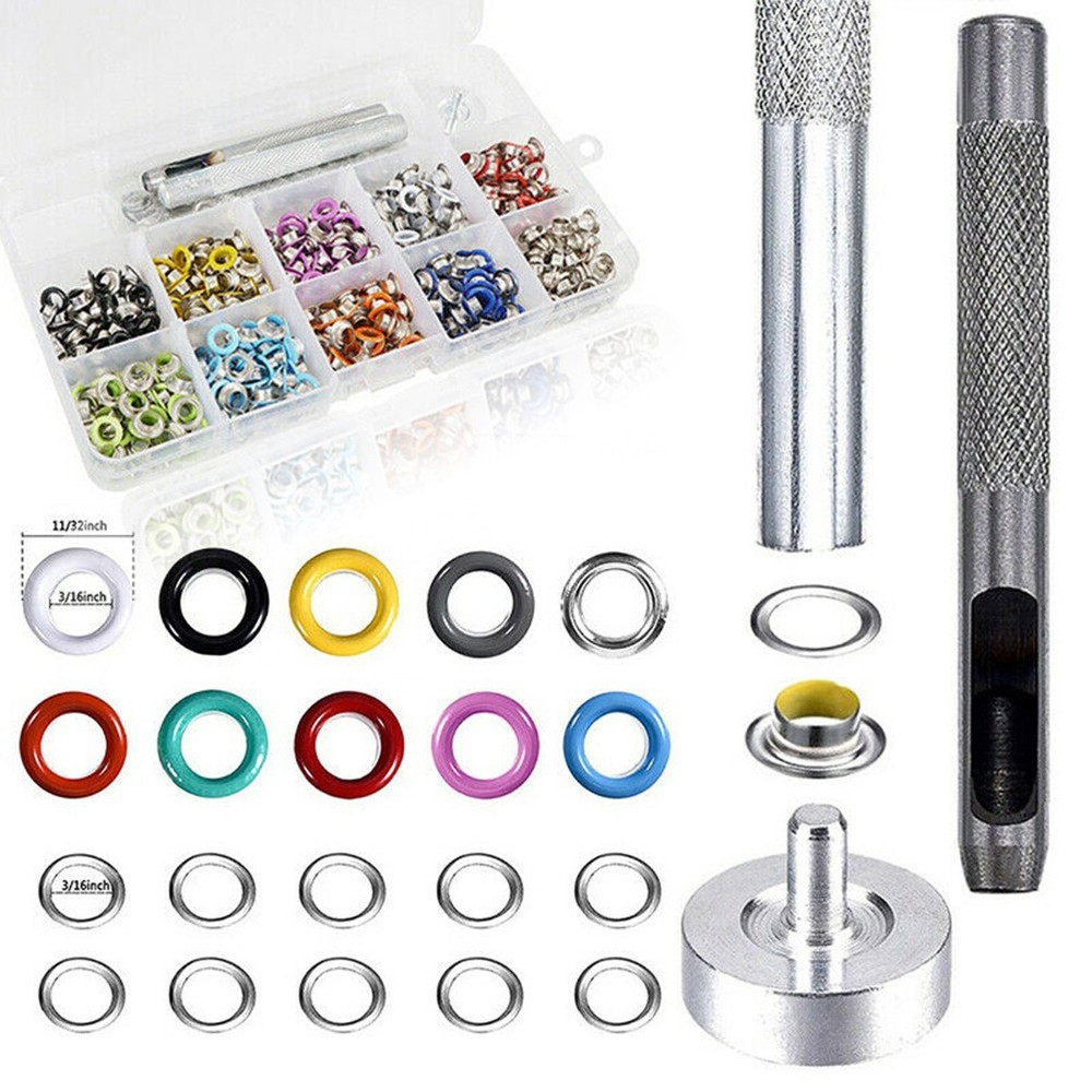 300 Set 6MM Grommets Set Sturdy Eyelets Button Kit with 3PCS