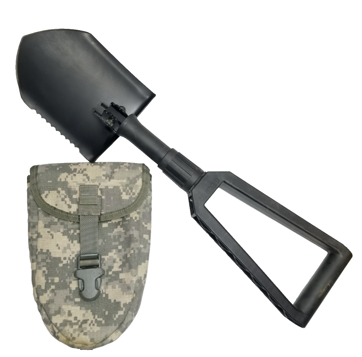 USGI Military GERBER E-TOOL ENTRENCHING TOOL SHOVEL w/ ACU DIGITAL COVER - VGC