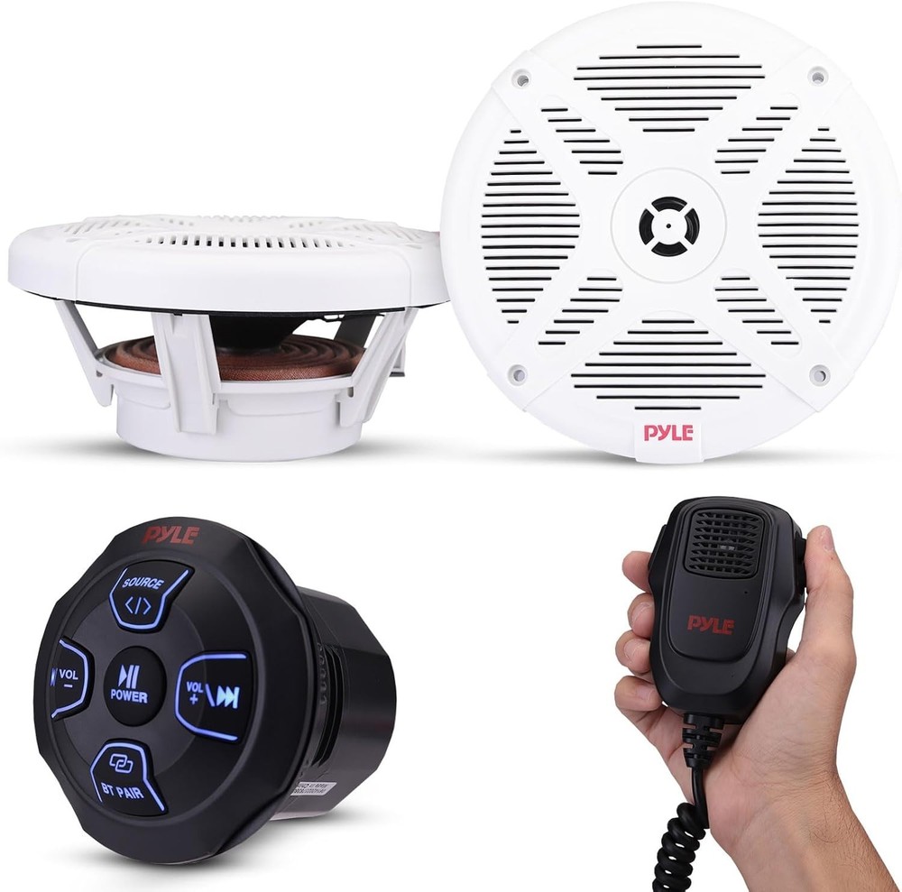 Pyle 6.5" Marine Bluetooth Receiver Speaker Kit - Waterproof (White)