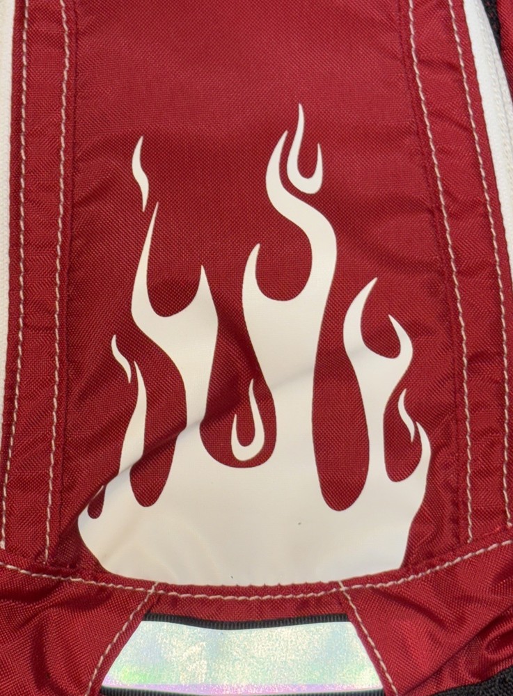 CamelBak Mini M.U.L.E. Kids Hydration Pack, 50 oz, Red with Flames, NO Bladder
