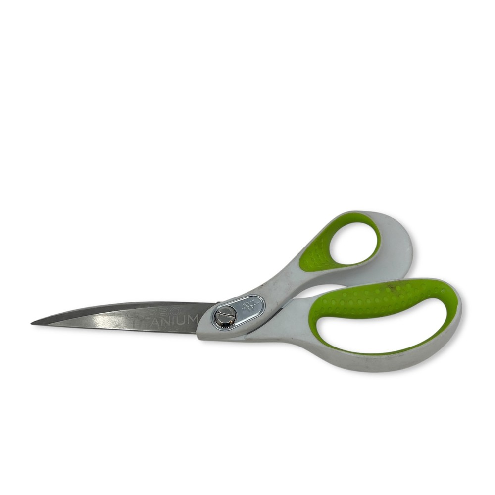 Westcott Carbo Titanium Scissors, 8" Professional Shears, White & Green Handle