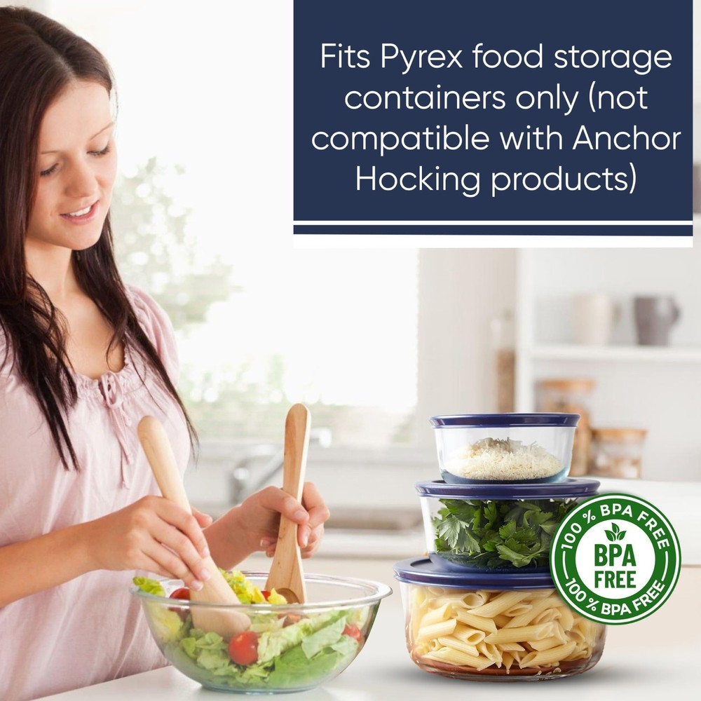 Replacement Lids for Pyrex Glass Containers 2-Cup 4-Cup 7 Cup Round 6pcs Navy