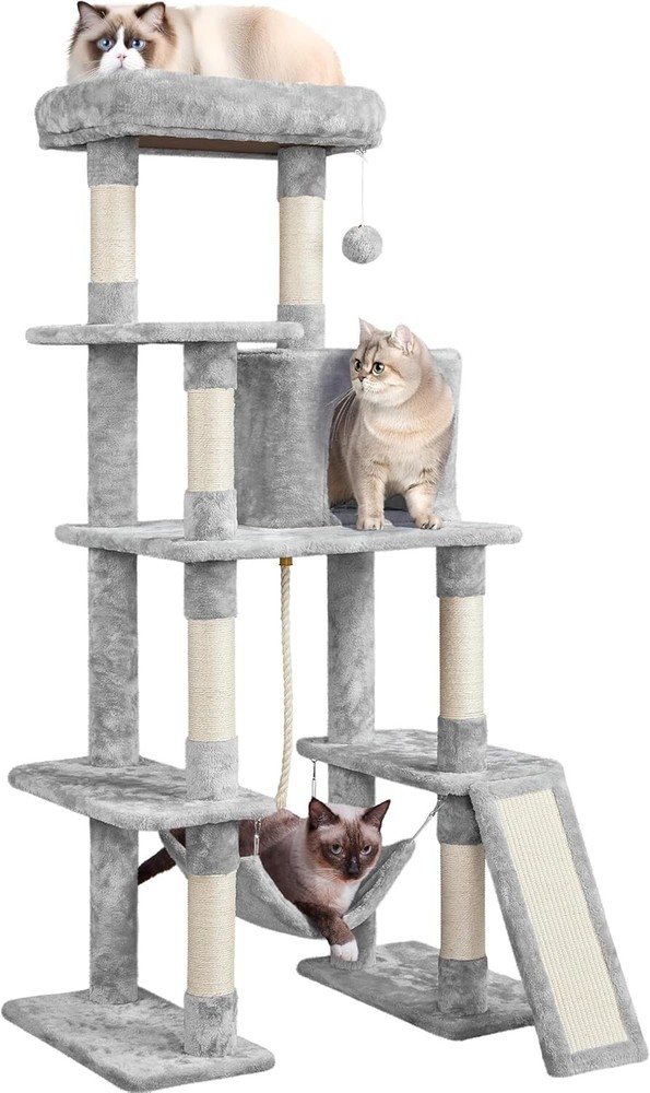 Multi-Level Cat Tree with Plush Covering and Spacious Perch - Ideal for All Cats