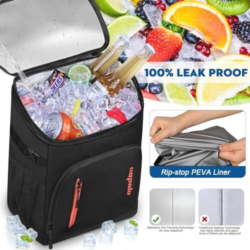 Cooler Backpack 30 Cans, Insulated Backpack Cooler Leak Proof Large Capacity