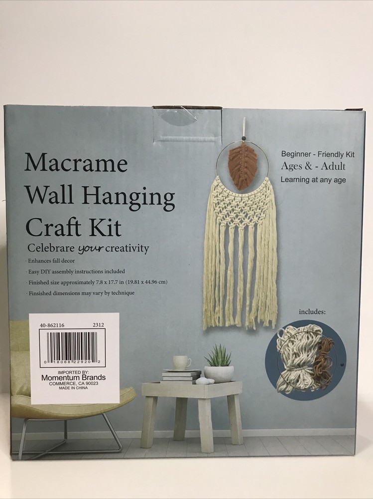 Macrame Kit - Wall Hangings Home Decor Beginner Friendly Kit - w/Instructions