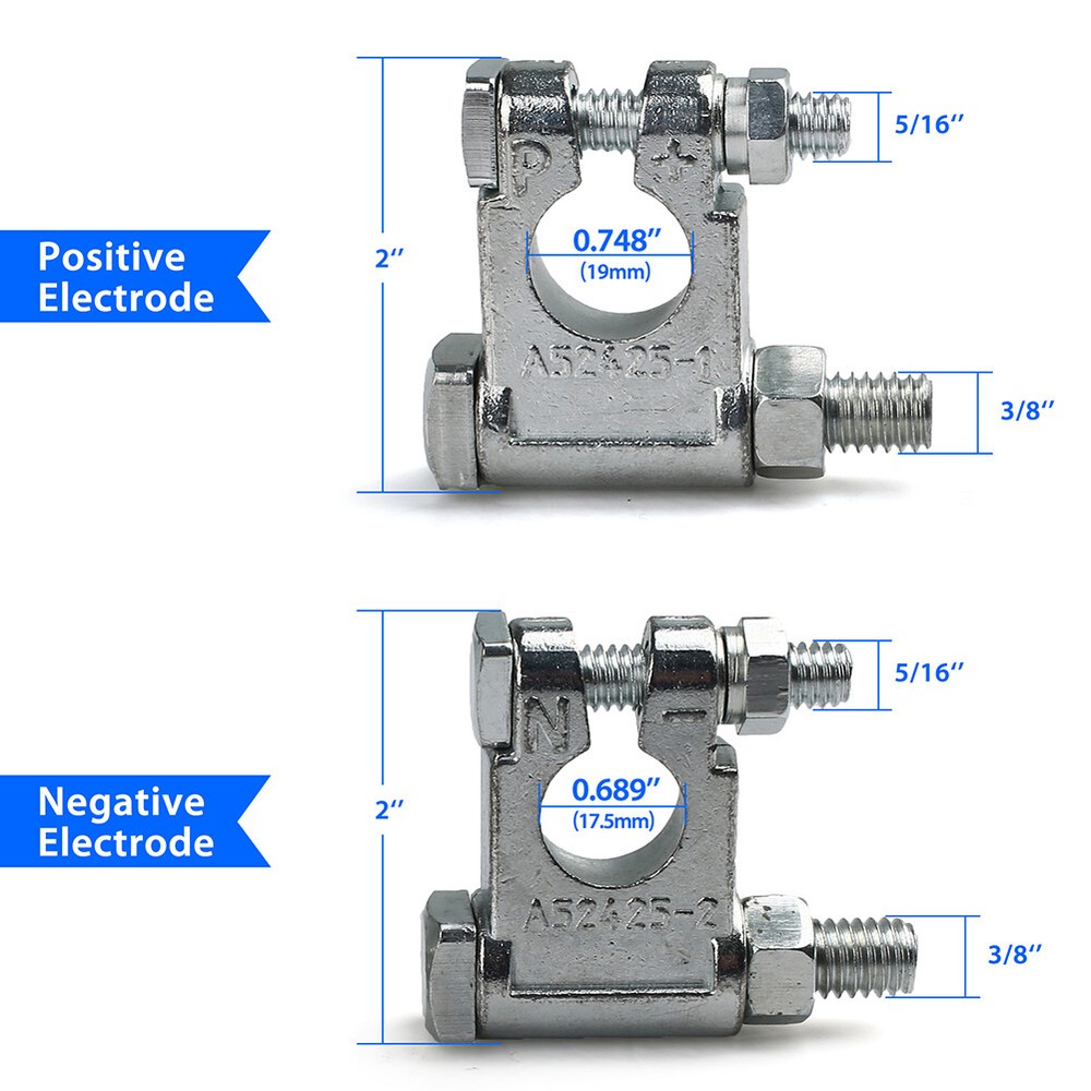 8 PACK Top Post Battery Terminal Connectors End Positive and Negative W/ Covers