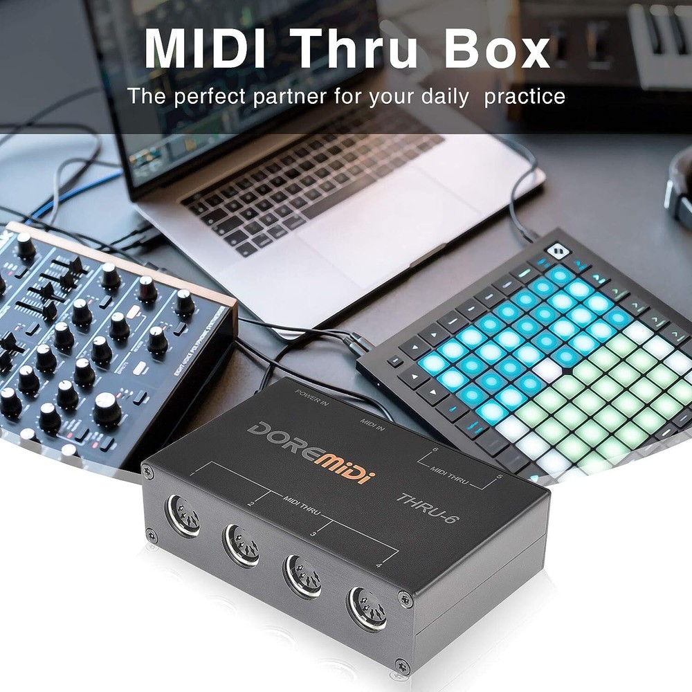 DOREMIDI THRU-6 MIDI Box 16 Channels 6 Output 1 Input 5 Pin MIDI Interface
