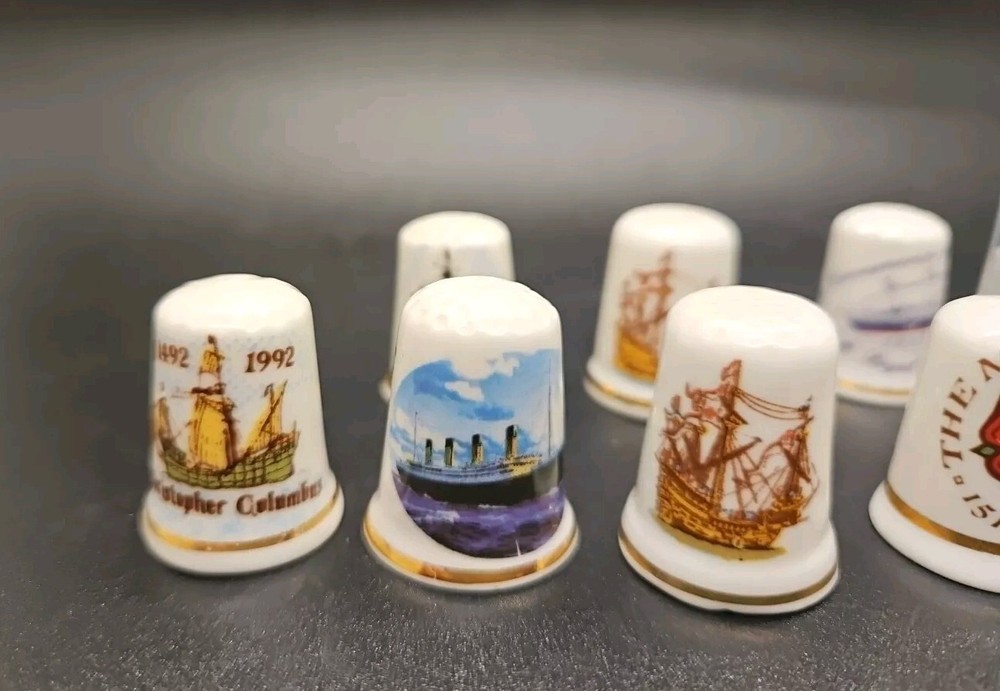 10 x Bone China Thimbles Thimble Boats & Ship theme